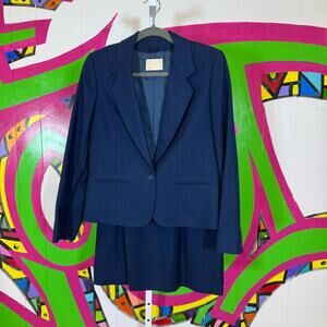 Pendleton Blue Tailored Suit Jacket and Skirt Set. Wool. Jacket Size 8 Skirt 10.